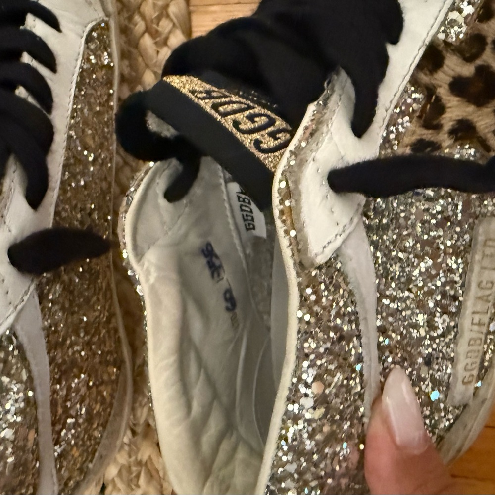 Golden Goose Silver & Black Mid Star Glitter Sneakers - Picture 7 of 8